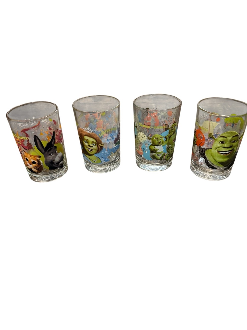 Vintage 2007 McDonald's Shrek the Third Complete 4 Piece set of Glasses